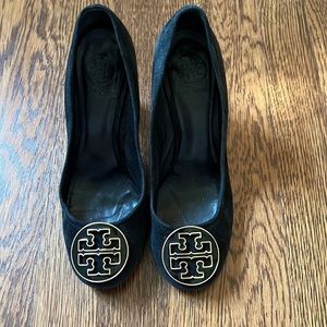 Tory Burch black suede heels